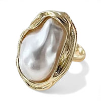 Gold Starfish Pearl Ring
